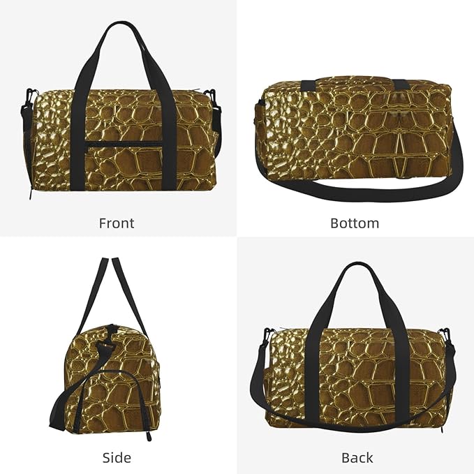 Crocodile Skin Close Up Texture Detail Women'S Gym Duffle Bag With Shoes Compartment, Ideal For Travel, Gym, Sports, Duffel, Weekender