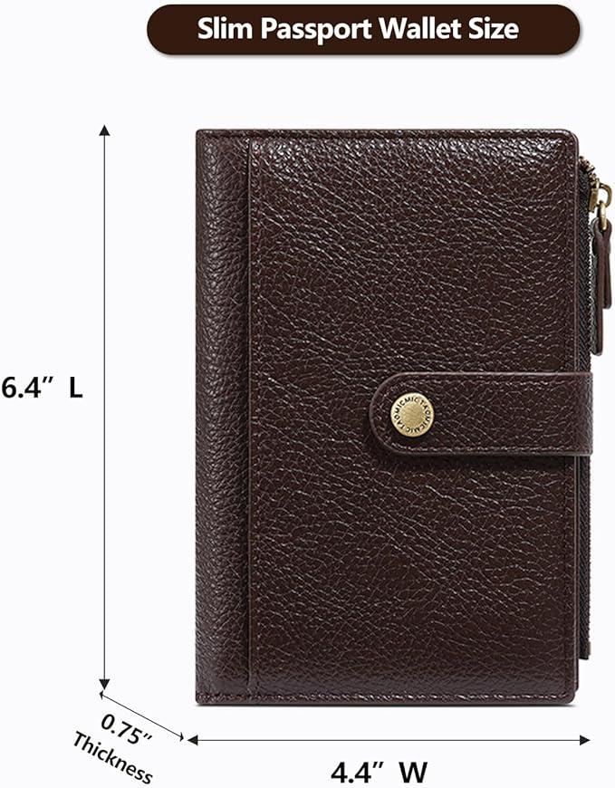 Slim RFID Blocking Passport Holder Wallet,PU Leather Travel Card Organizer,Lightweight Passport Case for Women Men (Coffee)