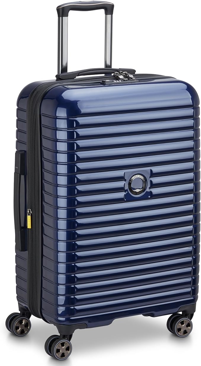 DELSEY PARIS Cruise 3.0 Hardside Expandable Luggage with Spinner Wheels, Deep Sea Navy, Checked-Medium 24 Inch