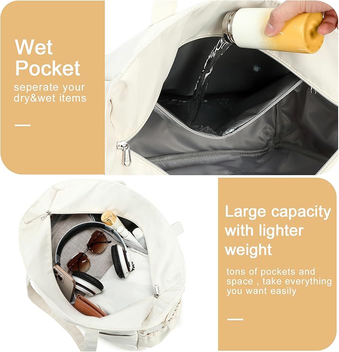 Bluboon Waterproof Beach Tote Pool Bags for Women Ladies Extra Large Carry On Bag With Wet Compartment for Weekender Travel