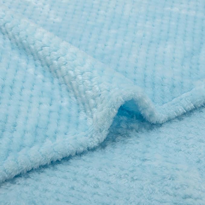 Fuzzy Throw Blanket, Plush Fleece Blankets for Adults, Toddler, Boys and Girls, Warm Soft Blankets and Throws for Bed, Couch, Sofa, Travel and Outdoor, Camping (40”×60”, Ice Blue)
