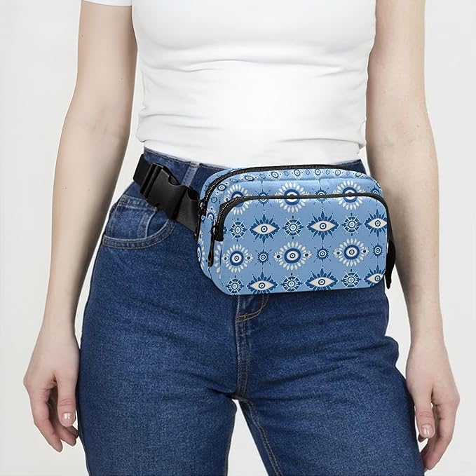 Ethnic Evil Eyes Fanny Pack for Women Men Water Resistant Fashion Waist Packs with Adjustable Strap Belt Bag for Travel Workout Jogging Hiking 21220499