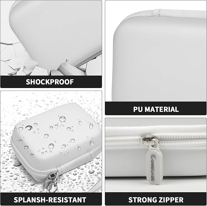 Comecase Carrying & Protective Case for Digital Camera, for CAMKORY/for Kodak Pixpro/for Canon PowerShot ELPH 180/190 / for Sony DSCW800 DSCW830 Cameras for Travel(Bag Only)- White