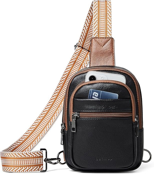 Sling Bag For Women Faux Leather Small Casual Daypack Backpack Fanny Pack Crossbody Chest Bags Purse
