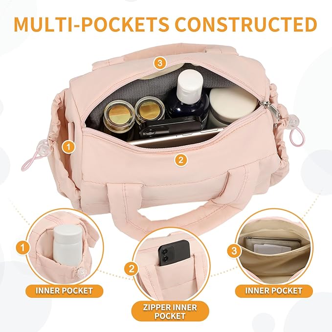 8L Mini Gym Bag for Women, Small Size Sport Duffel Bag for Yoga Dance Swimming, Water-Resistant Compact Workout Bag with Adjustable Strap, Pink