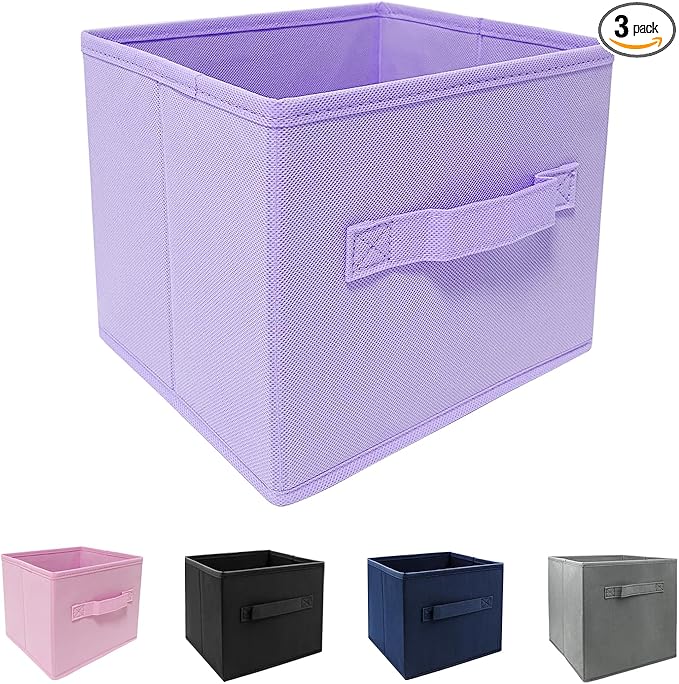 Purple Cube Storage Bins 9.0"x7.5"x7.5" Mini Size Fabirc Foldable Closet Toy Organizer Collapsible Cloth
