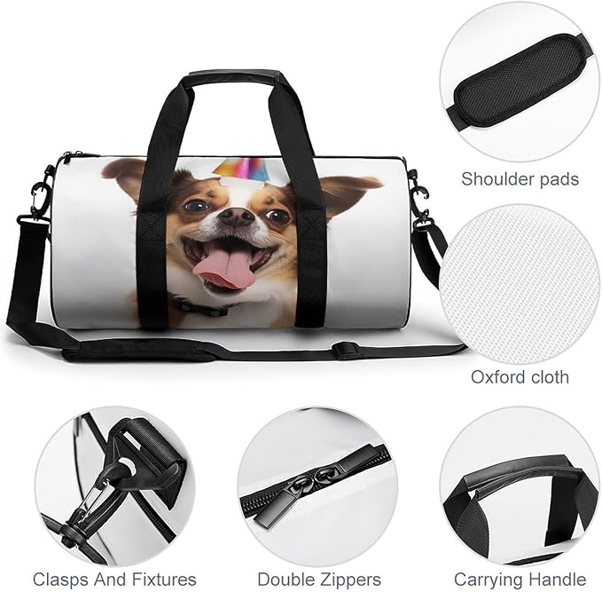 Sports Gym Bag for Women Men Travel Duffel Bag Tote Weekender Bag Funny Dog Carry on Overnight Bag for Travel Swimming Fitness Workout Sports Duffle Bag