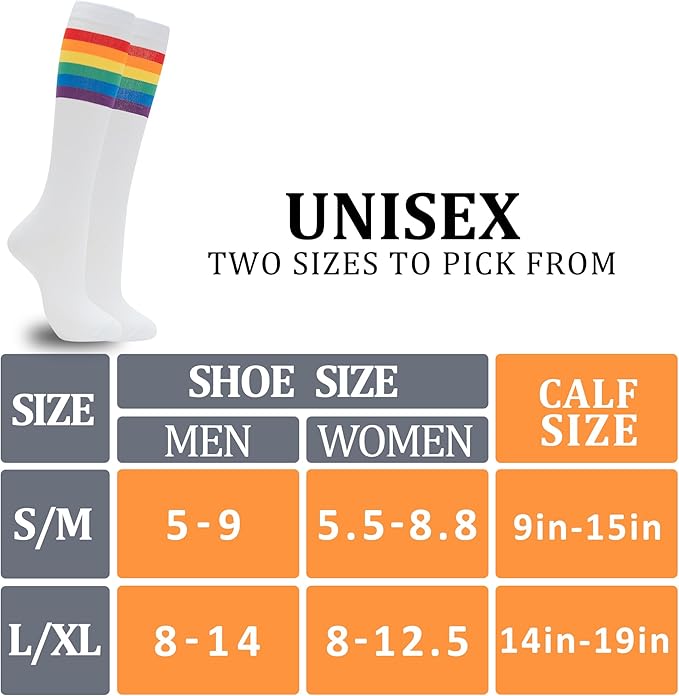 fenglaoda 3 Pairs Compression Socks for Women & Men Knee High Nurse Pregnant Cute Medical Running Travel Athletic