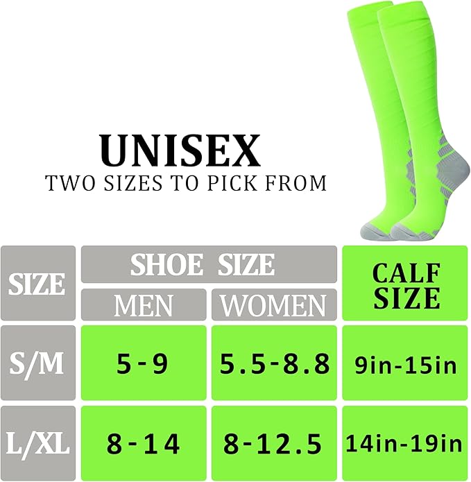 fenglaoda 3 Pairs Compression Socks for Women & Men Knee High Nurse Pregnant Cute Medical Running Travel Athletic