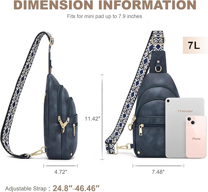 Anti Theft Crossbody Bags for Women, RFID Sling Bag Travel Purse, RFID Cross Body Purses Chest Bag for Travel Navy Blue