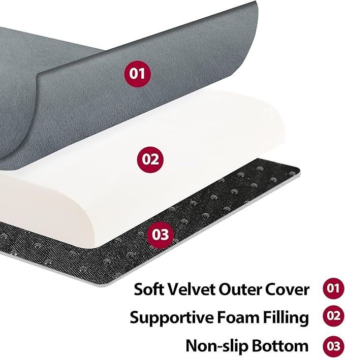 HOMBYS Recliner Seat Cushion with Lumbar Supportive Pillow Extra Large Non-Slip Seat Cushion with Back Support Cushions,Cruve Edge Design for Relief Thighs Pressure, Dark Grey