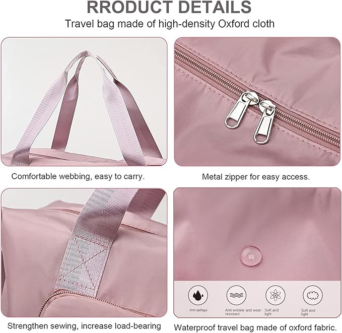 Large Capacity Travel Bag, Foldable Travel Bag, Expandable Travel Duffel Bag, Collapsible Waterproof Large Capacity Travel Handbag, Overnight Bag for Women and Man