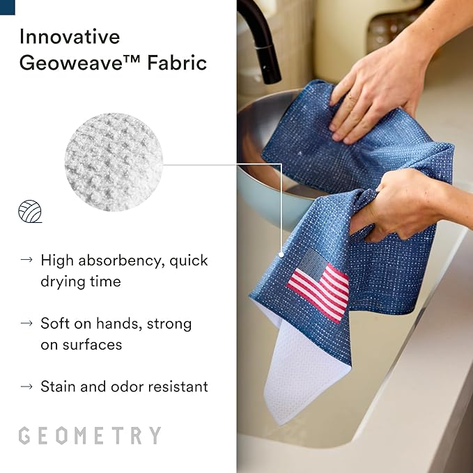 GEOMETRY Kitchen Tea Towel - Quick Dry Microfiber Cloth Dish Towels for Kitchen Drying - Premium Quick Dry Towel (USA Party, 1-Pack)