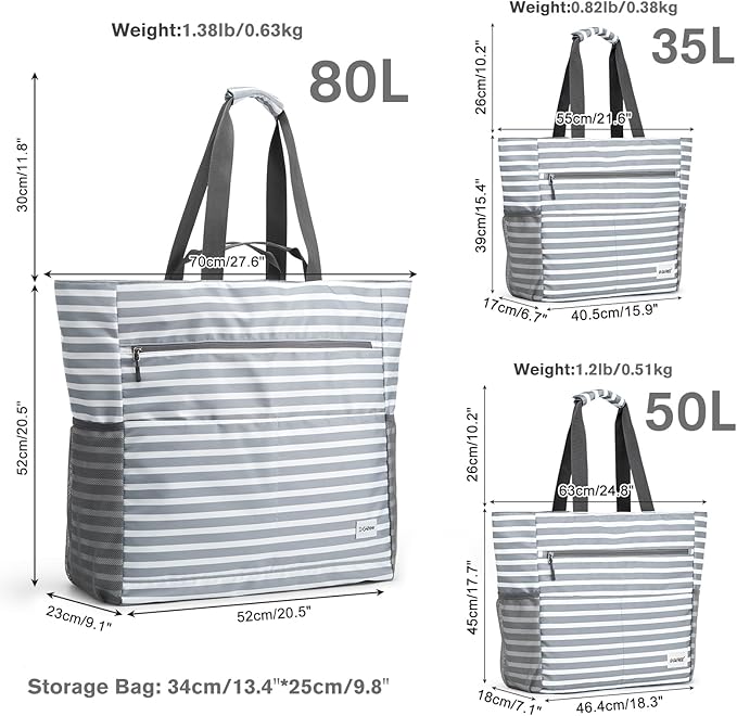 G4Free Beach Bag, Waterproof Sandproof Beach Tote Bag, Large Capacity Foldable for Women