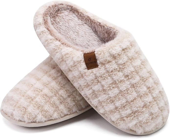 COFACE Mens Cozy Memory Foam Scuff Slippers Casual Slip On Warm House Shoes Indoor/Outdoor Sandal Slippers With Arch Support Rubber Sole Size 7-15