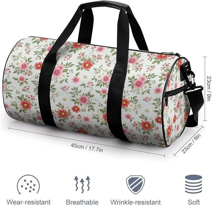 Lightweight Travel Sports Carry On Bag Wildflowers Botanical Floral Basketball Football Weekender Bag Sport Gym Fitness Tote