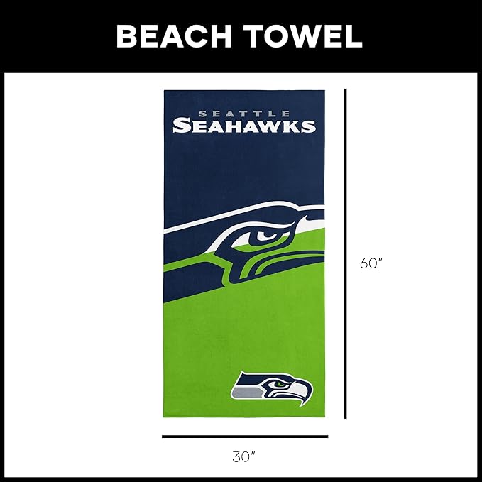Northwest NFL Oversized Microfiber Beach Towel, 60 x 70 Inches – Quick Dry, Sand Resistant, Lightweight, Highly Absorbent, Shibori Design