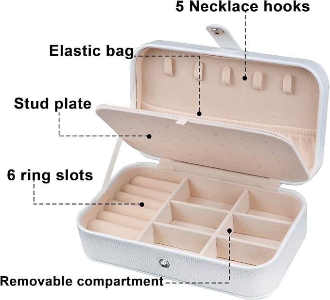 Travel Jewelry Box,Upgraded Travel Jewelry Case,Portable Jewelry Boxes for Women,PU Leather Jewelry Box,Travel Jewelry Organizer for Necklaces,Rings,Earrings,Bracelets,Black
