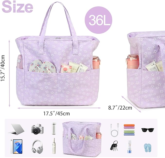 Bluboon Waterproof Beach Tote Pool Bags for Women Ladies Extra Large Carry On Bag With Wet Compartment for Weekender Travel
