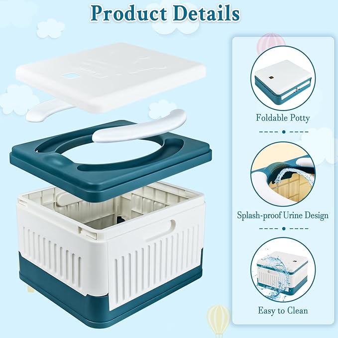 Travel Potty Seat for Toddler, Portable Potty Training Toilet Seats, Foldable Baby Potty Stool, Car Potty for Kids Boys Girls, Emergency Mobile Toilet for Outdoor/Indoor, w/ 60 Cleaning Bags