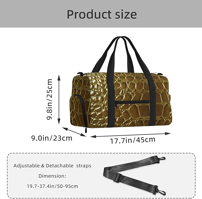 Crocodile Skin Close Up Texture Detail Women'S Gym Duffle Bag With Shoes Compartment, Ideal For Travel, Gym, Sports, Duffel, Weekender