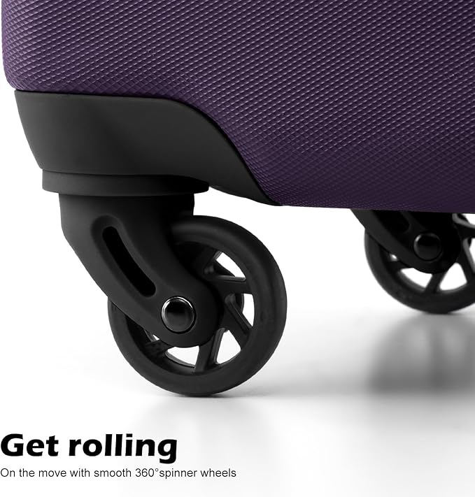 Coolife Luggage 3 Piece Set Suitcase Spinner Hardshell Lightweight TSA Lock (purple, 20/24/28)