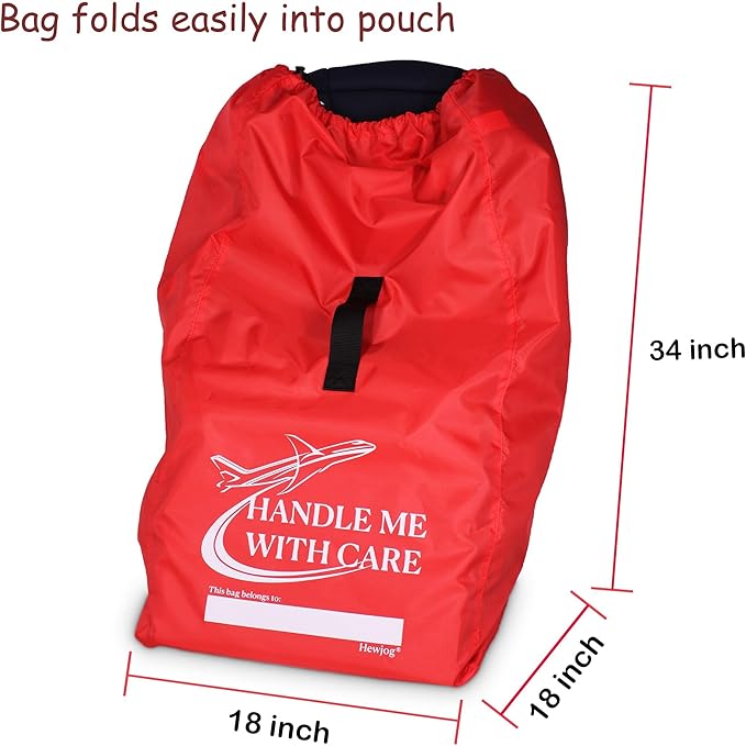 Car Seat Travel Bag for Airplane, Carseat Cover for Air Travel for Infant Carriers Booster Convertible, Red
