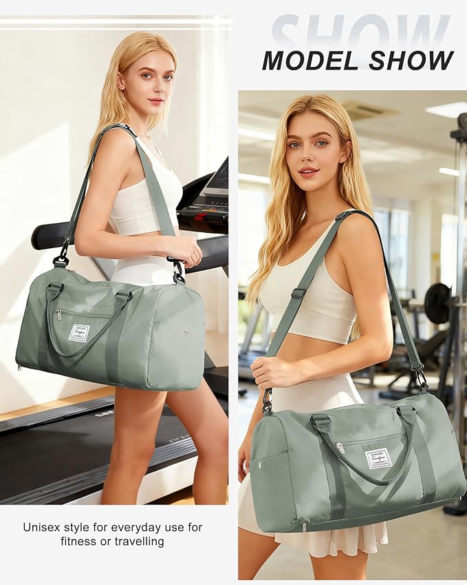 Gym Bag Womens Mens with Shoes Compartment and Wet Pocket Travel Duffel Bag for Women for Plane Sport Gym Tote Bags Swimming Yoga Waterproof Weekend Overnight Carry on Bag Hospital Holdalls