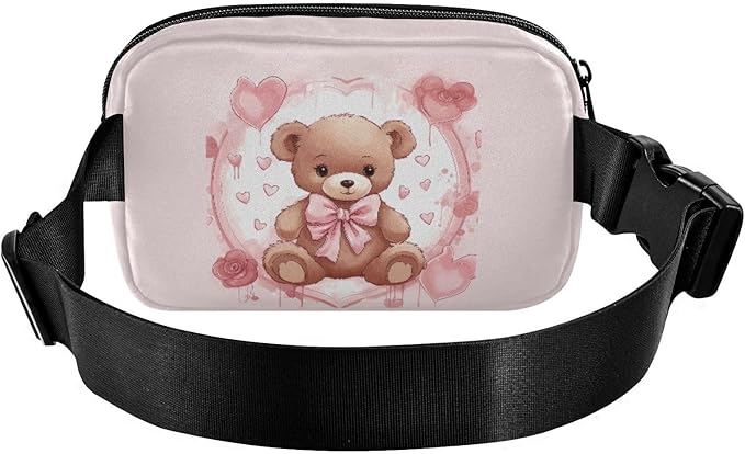 Valentine Teddy Bear Hearts Fanny Pack for Women Men Water Resistant Fashion Waist Packs with Adjustable Strap Belt Bag for Travel Workout Jogging Hiking 21217843