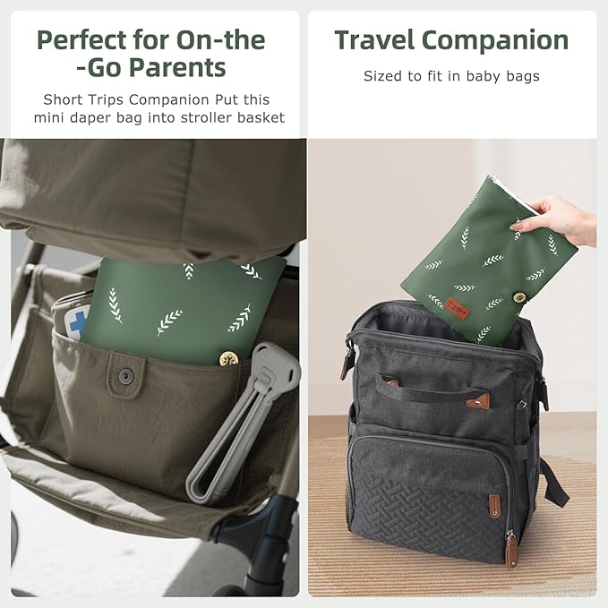 Baby Diaper Bag Organizer, Compact & Foldable Travel Organizer Pouches for Diaper Wipes and Small Essentials, Gift for Baby Shower