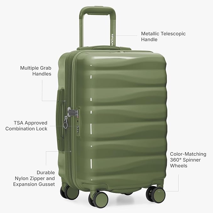 Traveler's Choice Edinburgh II Hardside Spinner Luggage, TSA Lock, Green, 29" Large