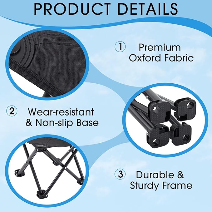 Ripeng 4 Pcs Portable Airplane Travel Foot Rest, Folding Camping Stool, Under Desk Foot Rest at Work for Long Flight, Home and Office Outdoor Hiking Fishing with Carry Bag