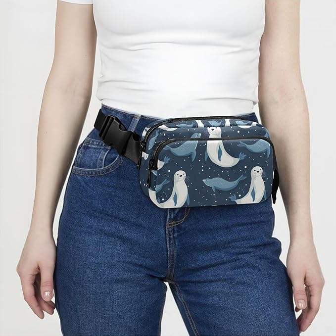Ocean Sea Seal Fanny Pack for Women Men Water Resistant Fashion Waist Packs with Adjustable Strap Belt Bag for Travel Workout Jogging Hiking 21219979