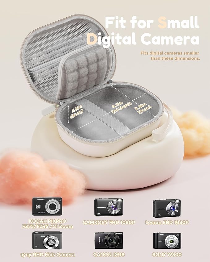 ProCase Camera Case for Kodak PIXPRO FZ55/FZ45/C1 Zoom, Compact Hard Shell with Snug Fit Protection, Small Digital Camera Travel Case with Mesh Pocket, Cute Portable Bag for Kids - Beige