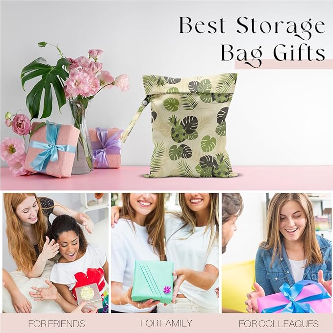 Wet Bag, Wet Dry Bag, Waterproof Swim Bags, Machine Washable Reusable Bags for Beach, Pool, Diapers, and Dirty Yoga Gym Clothes(Tropical Palm Leaves Pattern