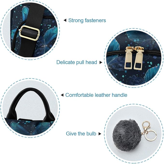 ALAZA Blue Butterflies Backpack Purse for Women Anti Theft Fashion Back Pack Shoulder Bag