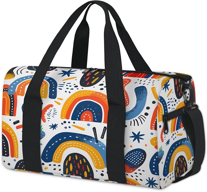 Abstract Rainbow Travel Duffle Bag for Women Men, Overnight Weekender Bag, Carry on Tote for Sport Gym
