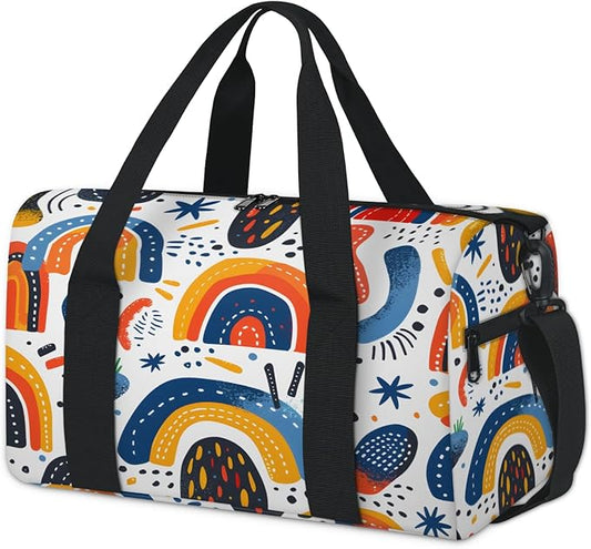 Abstract Rainbow Travel Duffle Bag for Women Men, Overnight Weekender Bag, Carry on Tote for Sport Gym