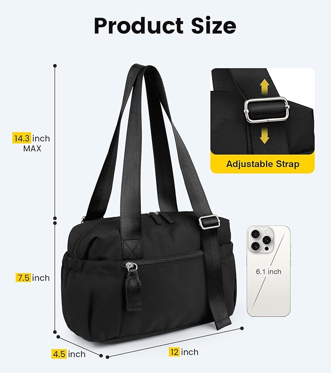 Vorspack Mini Gym Bag for Women - Small Duffle Bag Lightweight Duffel Bag with Wet Pocket Cute Sports Bag for Gym Dance Yoga - Black