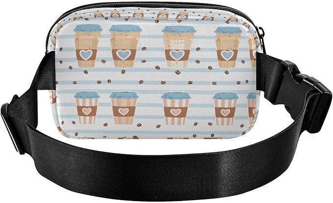 Kawaii Coffee Beans Fanny Pack for Women Men Water Resistant Fashion Waist Packs with Adjustable Strap Belt Bag for Travel Workout Jogging Hiking 21219217