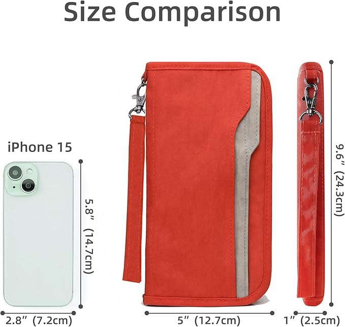 ZOPPEN Passport Holder Family RFID Passport Wallet, Passport Holder Women/Men, Travel Wallet Documents Organizer Zipper Case with Removable Wristlet Strap, Travel Essentials for Flying