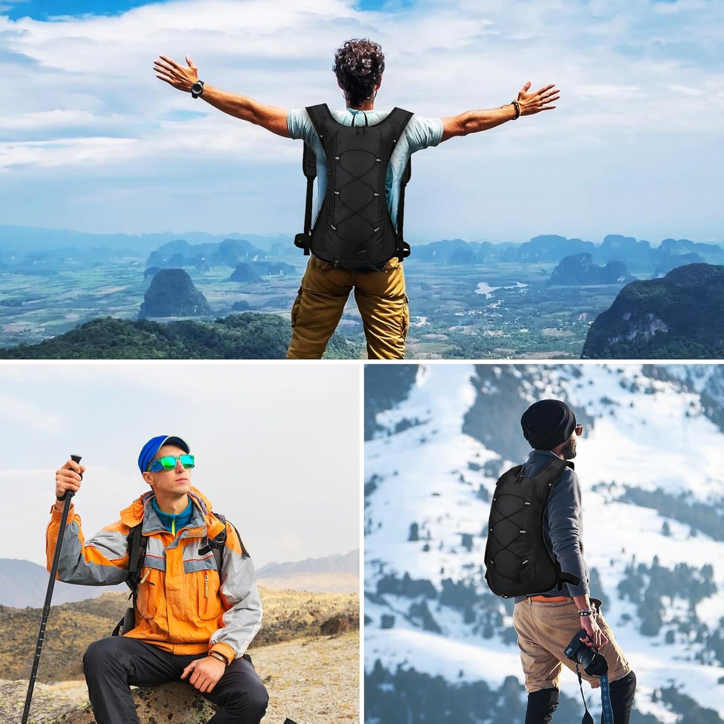 Hydration Backpack, Cycling Backpack Outdoor,Lightweight Hydration Pack with 70 oz 2L Hydration Bladder, Water Backpack for Running, Hiking, Cycling, Climbing, Camping, Biking