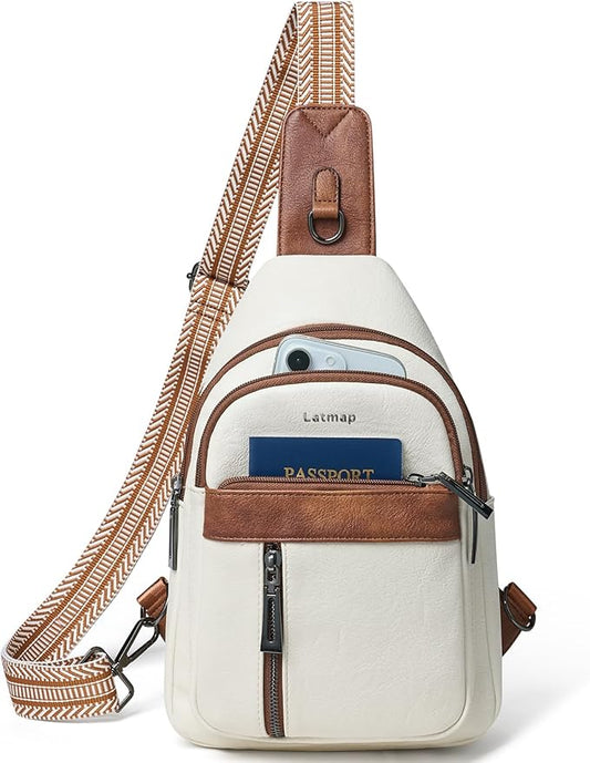 7L Sling Bag For Women Men Backpack Fanny Pack Crossbody Chest Travel Shoulder Belt Bags Purse Handbag PU Leather