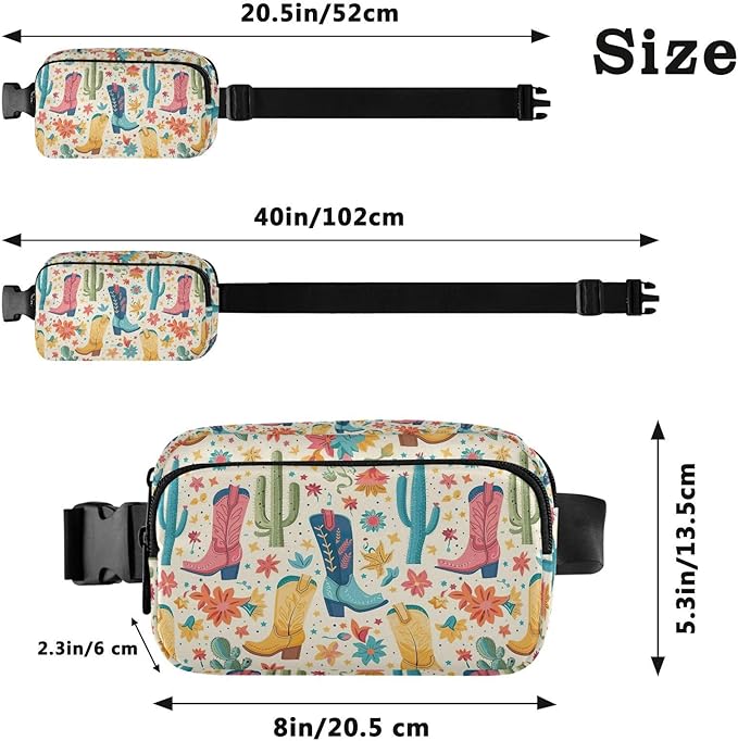 Cute Cowboy Boots Fanny Pack for Women Men Water Resistant Fashion Waist Packs with Adjustable Strap Belt Bag for Travel Workout Jogging Hiking 21220203