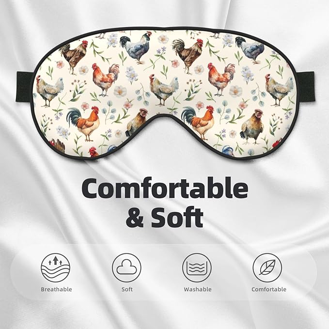 Cute Chicken Sleep Mask Breathable Soft Eye Mask for Sleep for Women Men Lightweight Eye Cover for Travel, Night Work, Nap, Office