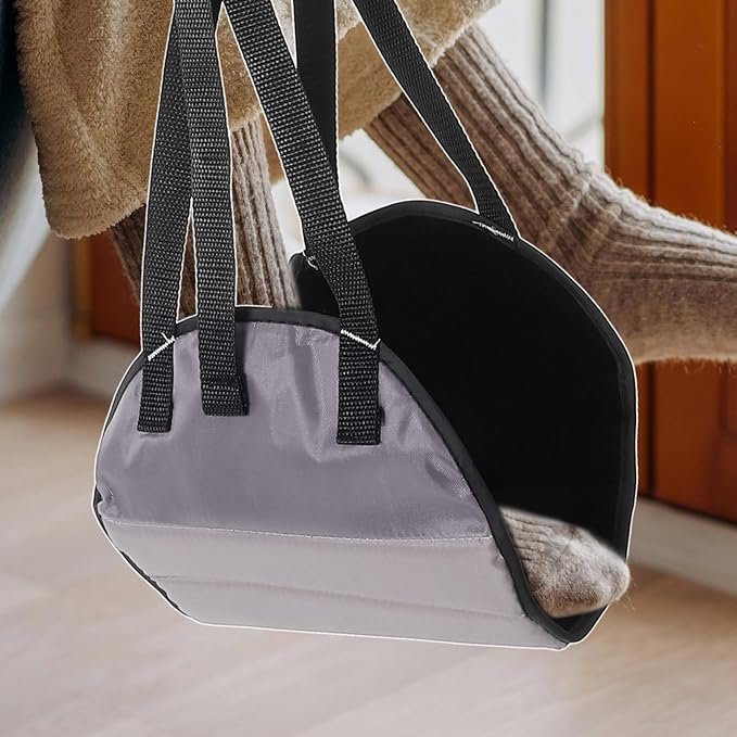 Airplane Foot Hammock Hanging Footrest Sling with Plush Deep Gray Cover Portable Travel Footrest for Office and Flight Comfort