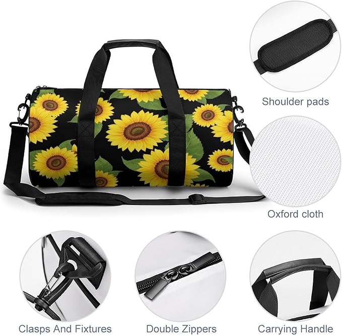 Gym Sports Travel Workout Bag Floral Sunflower (21) Dance Gymnastics Bag Lightweight Carry On Bags Foldable Overnight Bags
