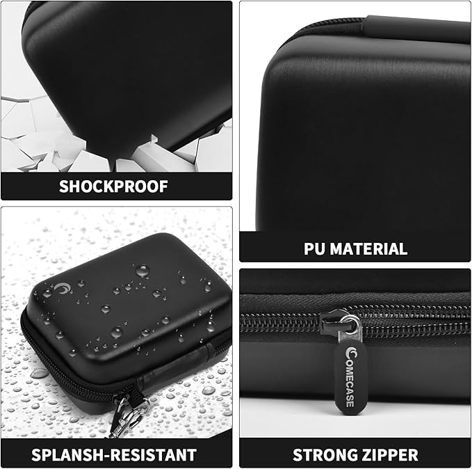 Comecase Carrying & Protective Case for Digital Camera, for CAMKORY/for Kodak Pixpro FZ45 FZ55/for Canon PowerShot ELPH 180/190 / for Sony DSCW800 DSCW830 Cameras for Travel - Black