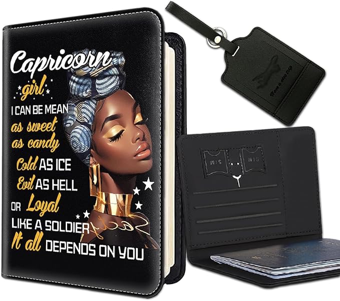 Passport Holder Women Wallet with Luggage Tag, Leather Passport Cover with RFID Blocking, Travel Accessories Multi Card Slot Passport Case for Men，Black Women Inspirational Quotes