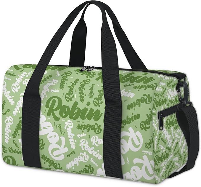 Custom-Dance-Gymnastics-Bag for Girls Personalized Kids Duffle Bag Cheerleader Team Bag for Travel Gym Sport Green White Text